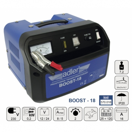 Adler Boost 18 Prostownik transformatorowy 12 / 24 V